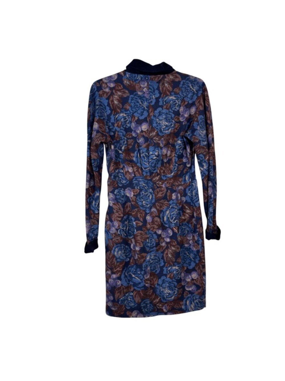 Laura Ashley Vintage Floral Dress Size 8 Corduroy Collar Wool Cotton Blend Modes - Picture 4 of 13